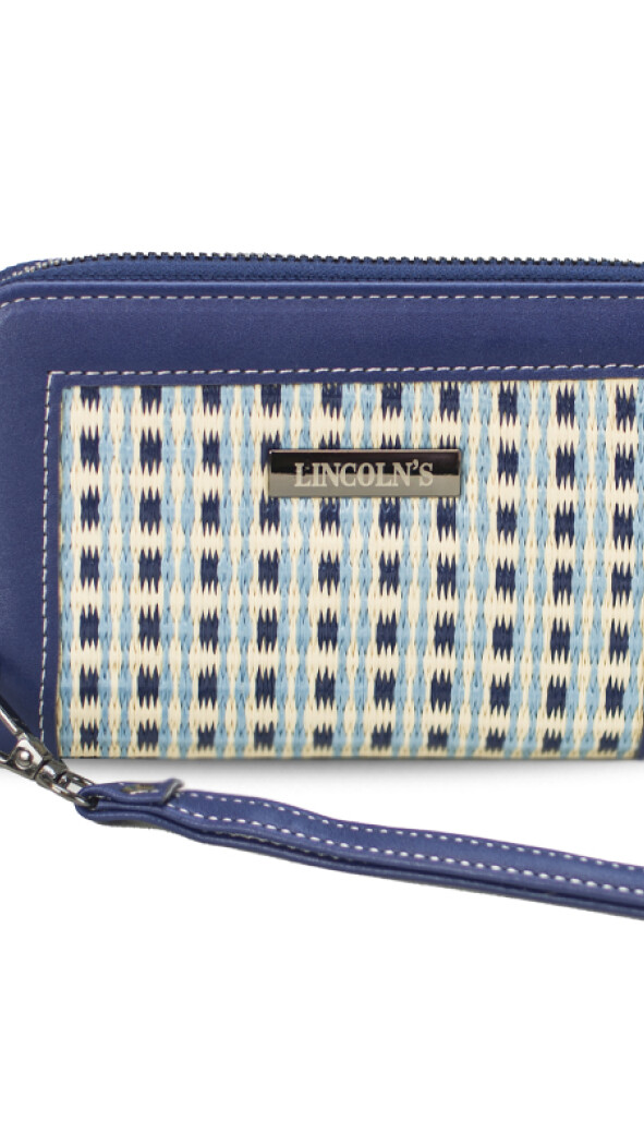 BILLETERA LORENZA TELAR RAYADO CIELO C/AZUL