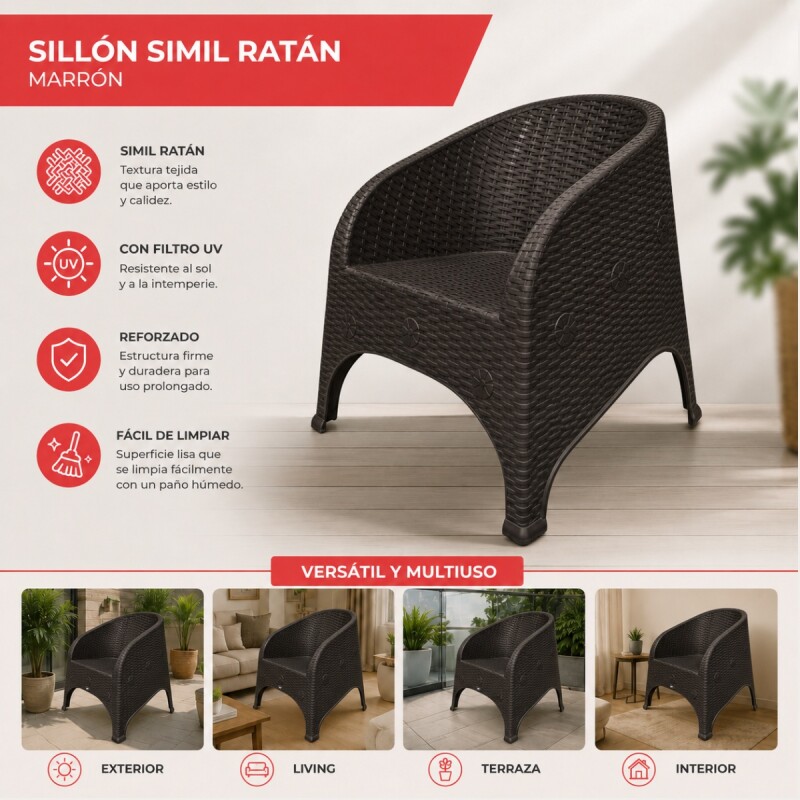 Sillón simil ratán MARRON