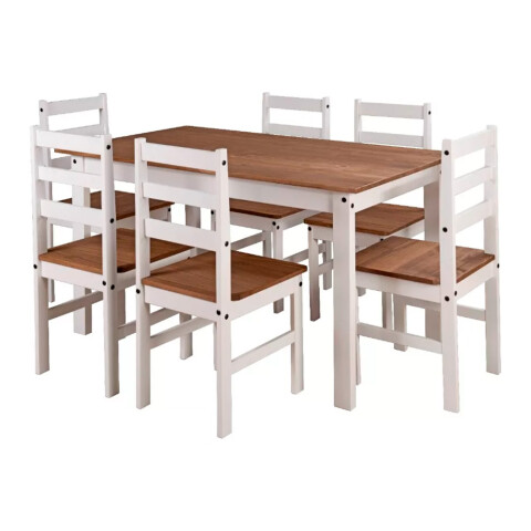 Jgo Comedor Mexicano Mesa 1.40 c/6 sillas Blanco Jgo Comedor Mexicano Mesa 1.40 c/6 sillas Blanco