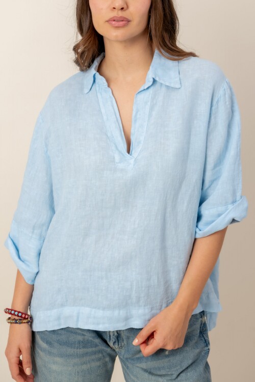 Blusa de lino Celeste