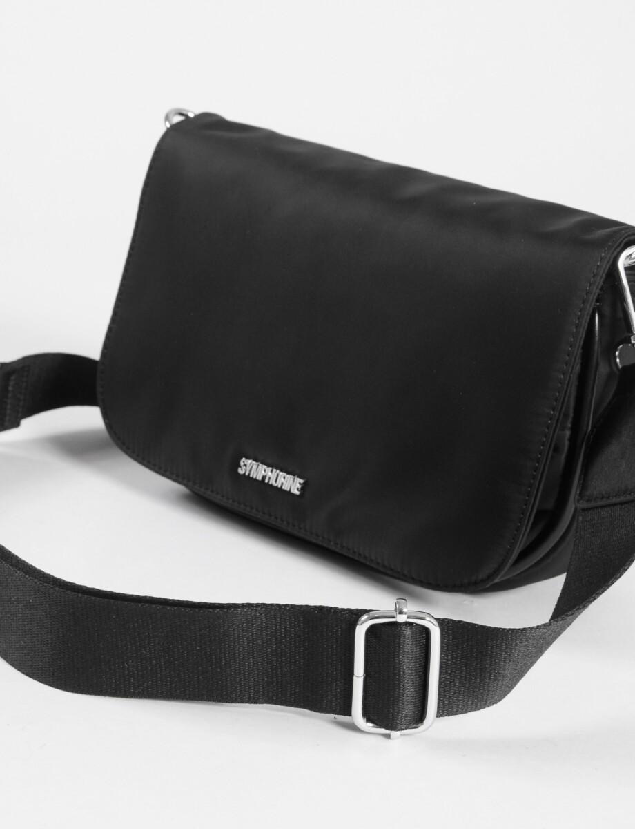 Bandolera con tapa de tela - negro 