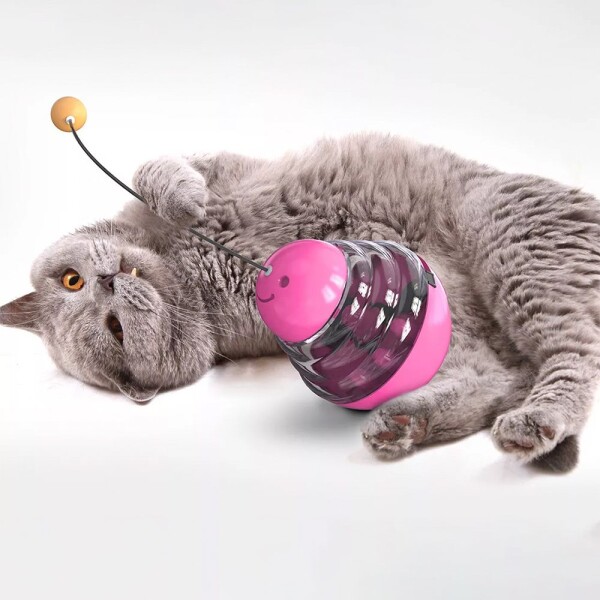 Juguete Gato Dispensador Comida Interactivo Mascota Alimento Color Variante Rosa