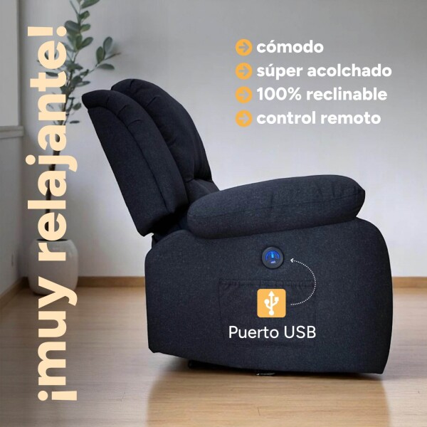 Sofá Sillón Poltrona Reclinable Masajeador Electrico Color Negro Tela