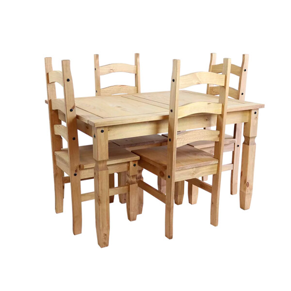 JUEGO DE COMEDOR MODELO CORONA - MESA + 4 SILLAS COLOR NATURAL Juego De Comedor Modelo Corona - Mesa + 4 Sillas Color Natural