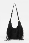 Cartera bandolera suede con flecos negro