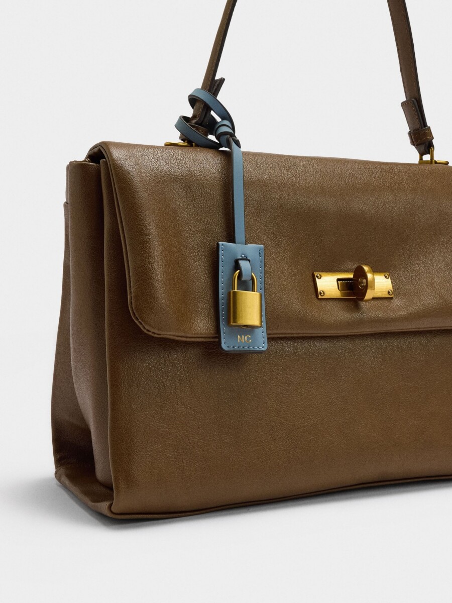 Bolso De Mano Con Solapa Y Bandolera camel