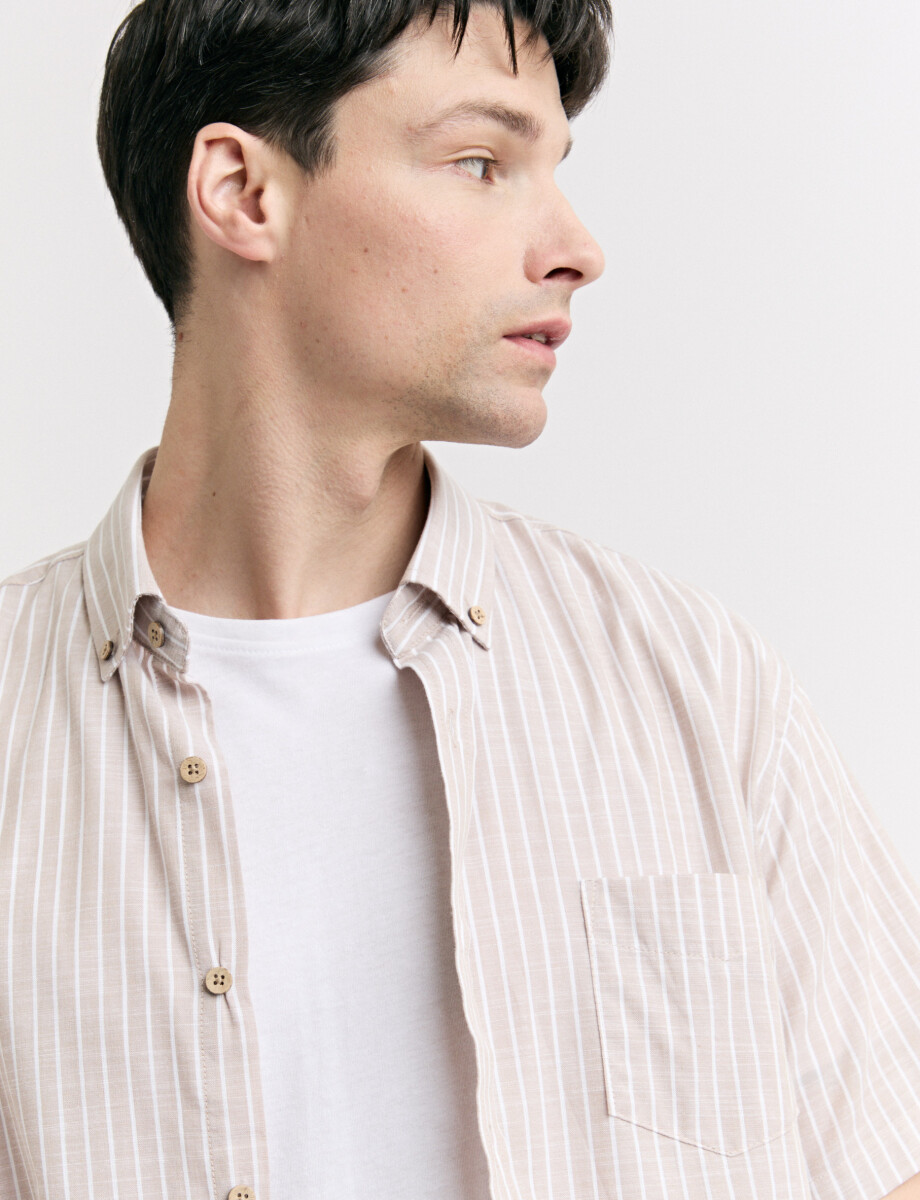 012676 CAMISA HARRY Beige/blanco