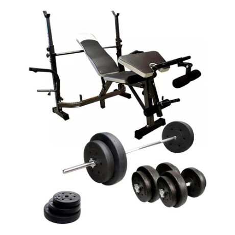 Banco Pecho + Scott + Barra 180cm + 2 Mancuernas + 40kgs Banco Pecho + Scott + Barra 180cm + 2 Mancuernas + 40kgs