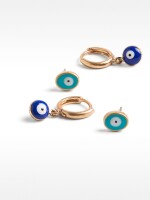 Set De Pendientes Ojos Esmaltados azul