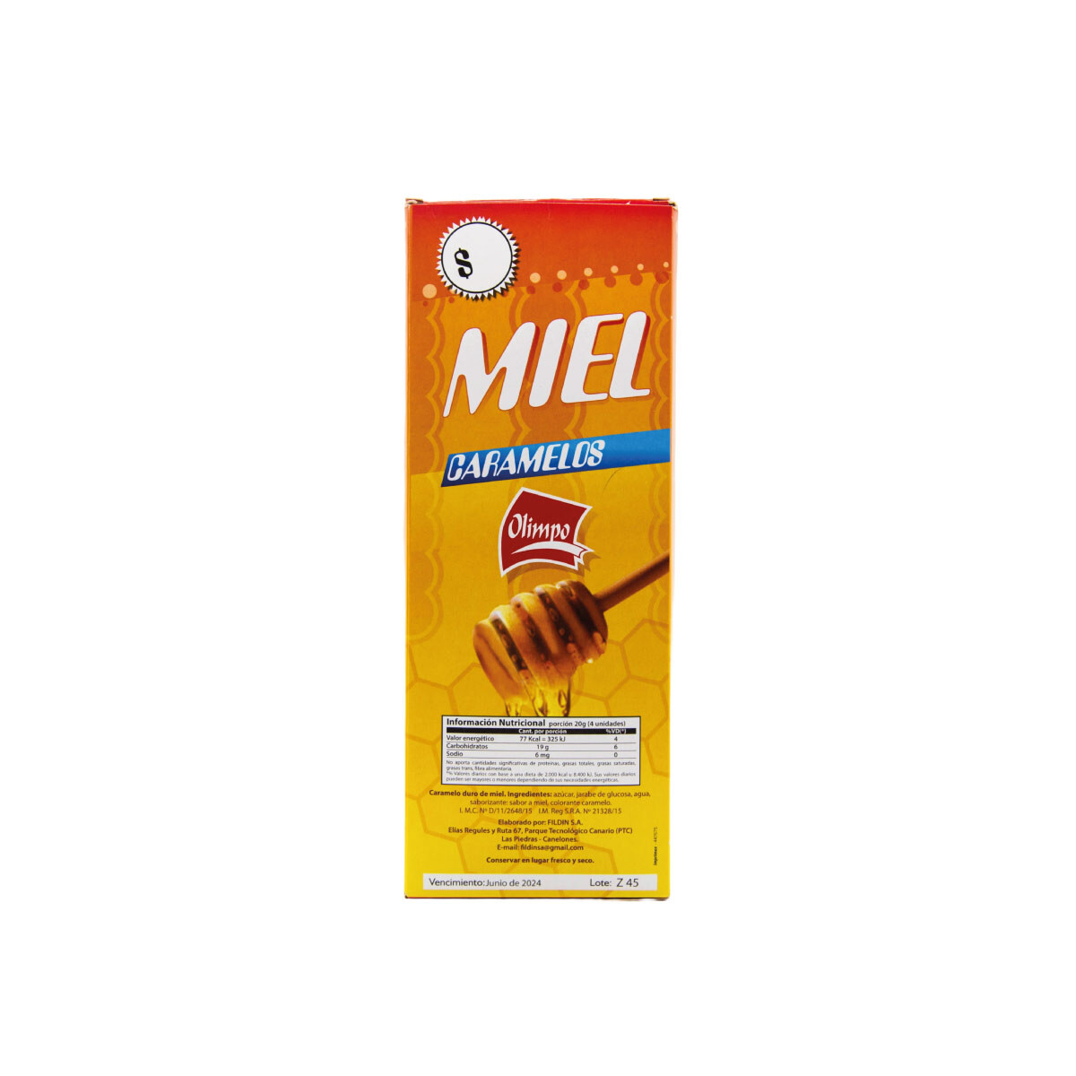 CARAMELO OLIMPO DISP. MIEL 550GRS 