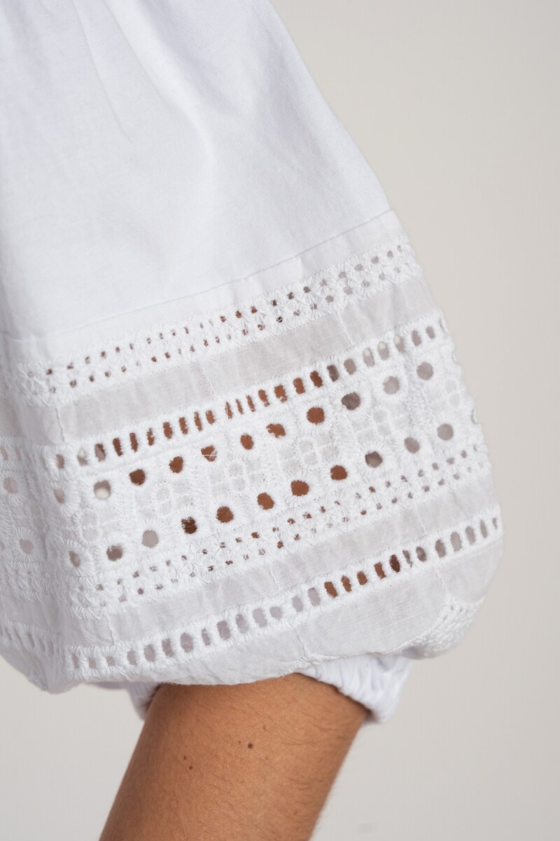 Remera Algodón Combinada Blanco