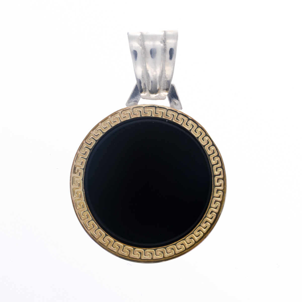 Colgante de plata 925, double en oro 18 ktes y ónix. 