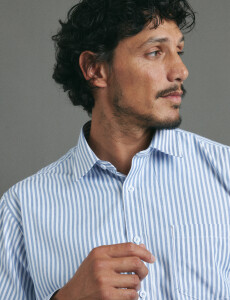 012678 CAMISA HARRINGTON LABEL Blanco/celeste