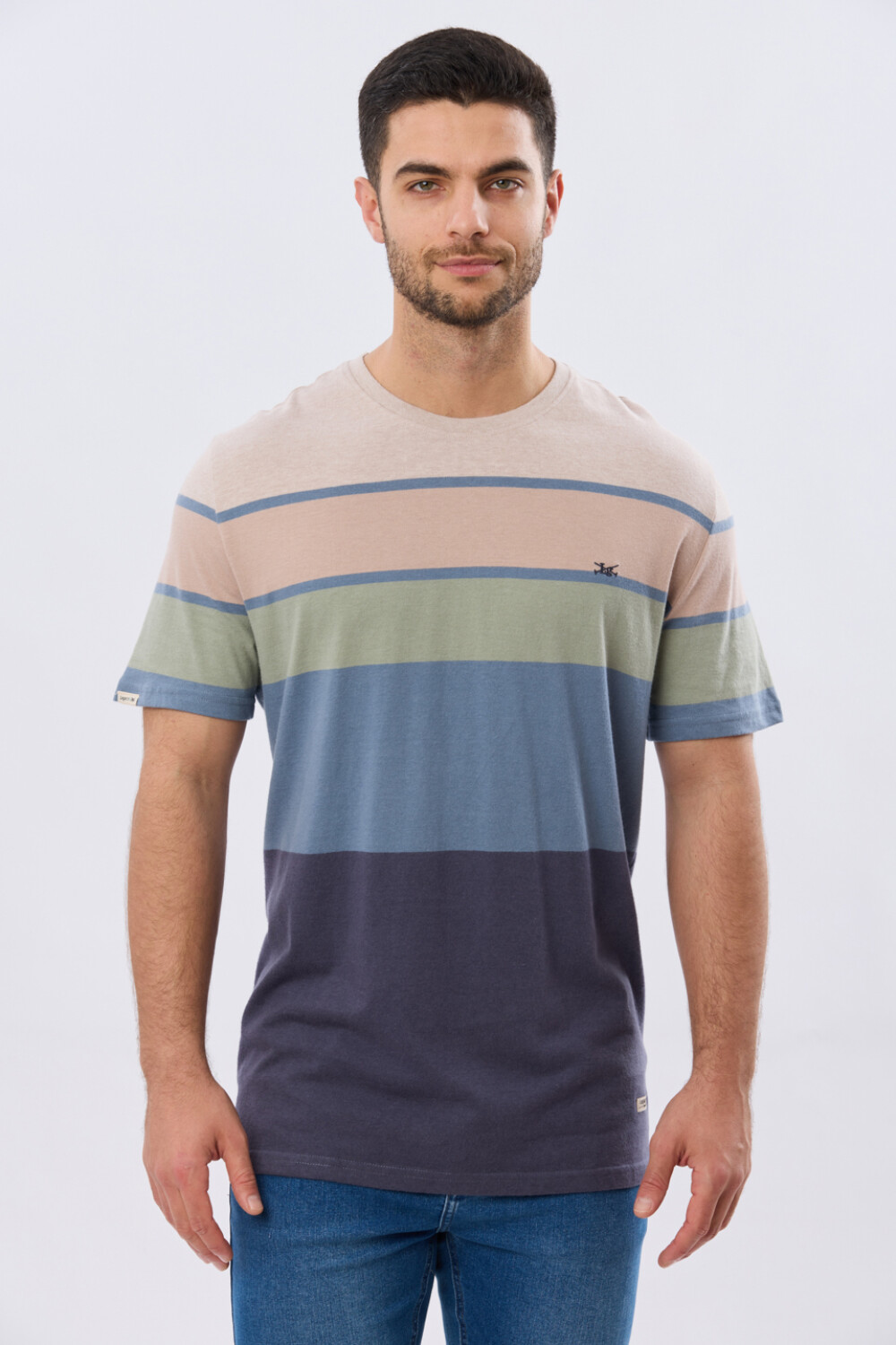 REMERA RAYADA DE ALGODÓN Beige