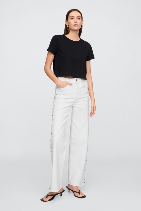 Jean Wide Leg Con Tachas Mujer Bright White