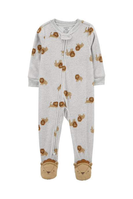 Pijama una pieza de micropolar, con pie, diseño leones Sin color