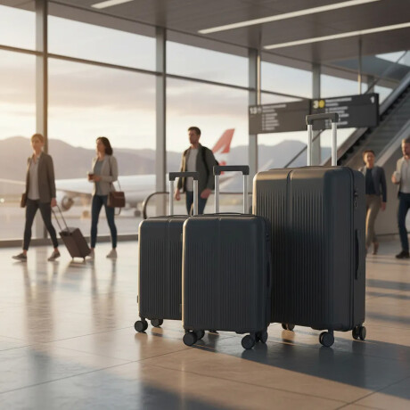 Set 3 Valijas Rígidas Candado Ruedas 360° Cierre Expandible Gris Oscuro