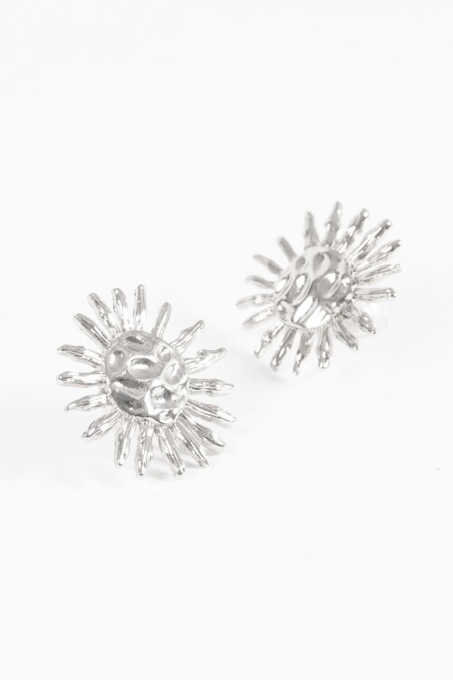 Caravanas clip sol texture plateado