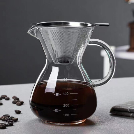 Cafetera Pour Over de Vidrio – Café de Goteo Manual con Filtro de Acero Inoxidable 400ml Cafetera Pour Over de Vidrio – Café de Goteo Manual con Filtro de Acero Inoxidable 400ml