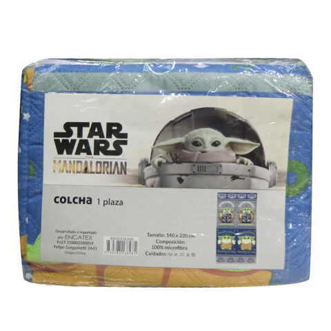 Colcha Infantil Baby Yoda 1 Plaza 100% Microfibra U