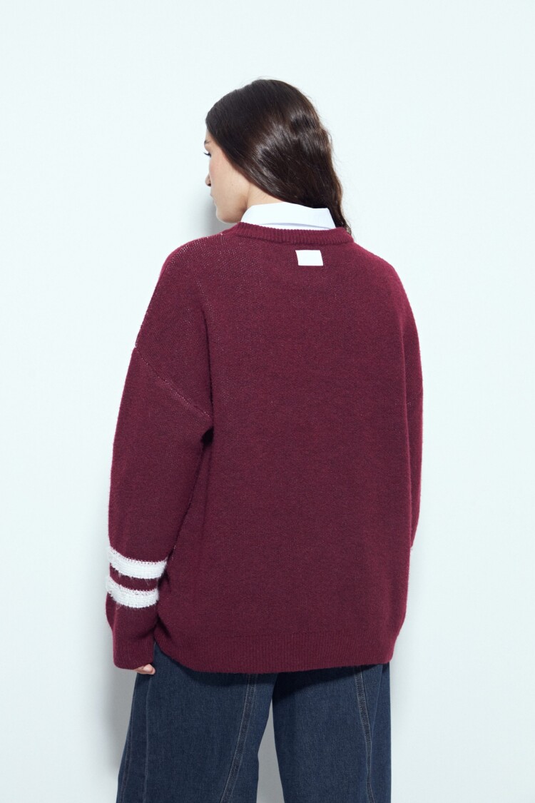 SWEATER VARSY Bordó Merlot