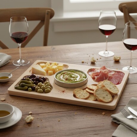 Bandeja de madera para picada 5 divisiones MADERA