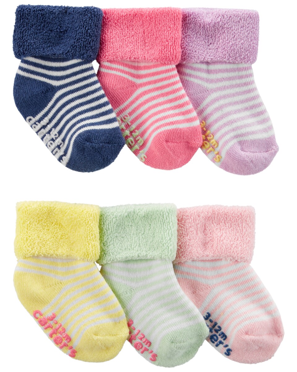 Pack X6 Pares de Medias Carters Antideslizantes con Puño - MULTICOLOR 