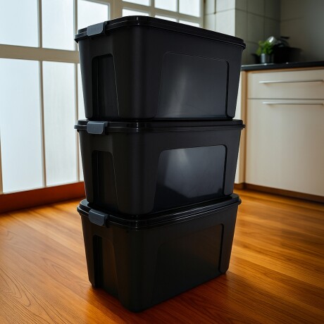 Set x3 Caja organizadora 80 lts Alta NEGRO