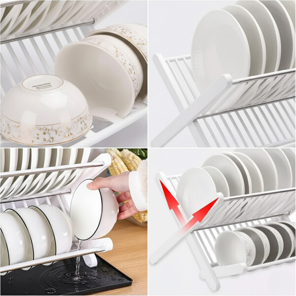 Escurridor De Platos 2 Niveles De Metal Escurre Platos Color Blanco