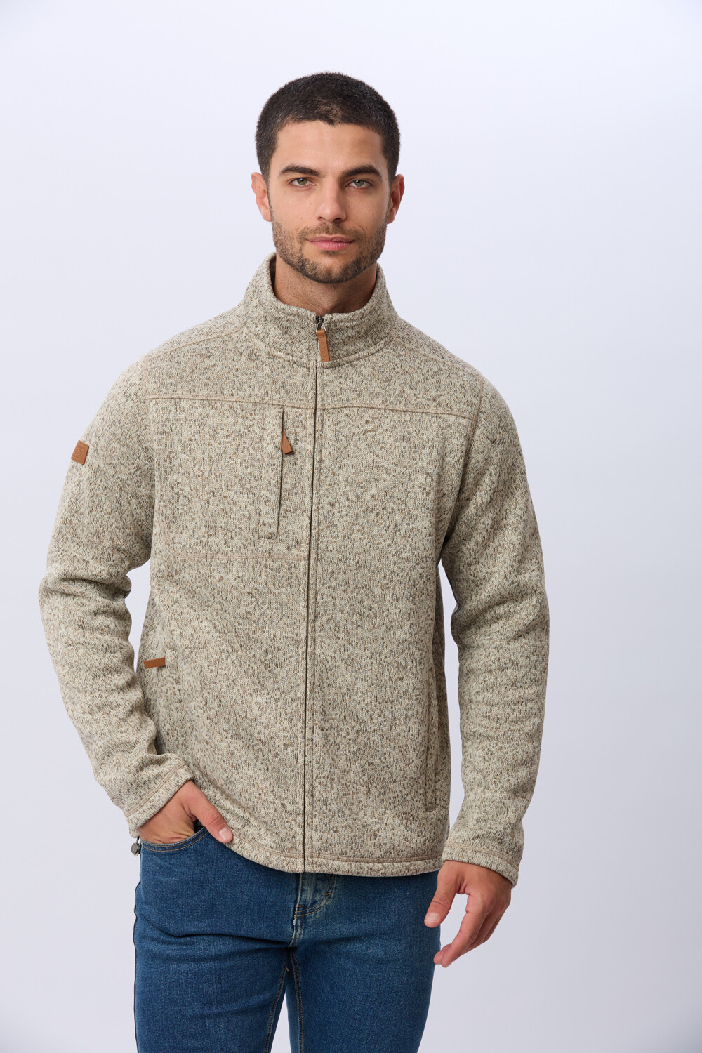 CAMPERA TEXTURADA CON INTERIOR EN POLAR Beige