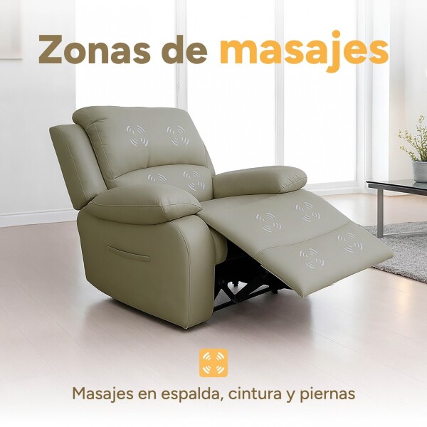 Sofá Sillón Poltrona Reclinable Masajeador Electrico Cuerina Color Gris Cuerina