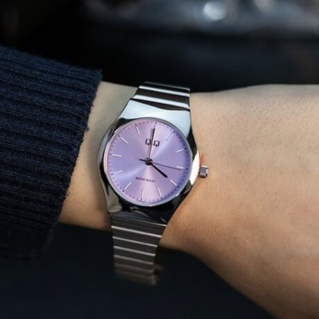 Reloj Análogo Q&Q De Acero para Mujer Esfera Lila Reloj Análogo Q&Q De Acero para Mujer Esfera Lila