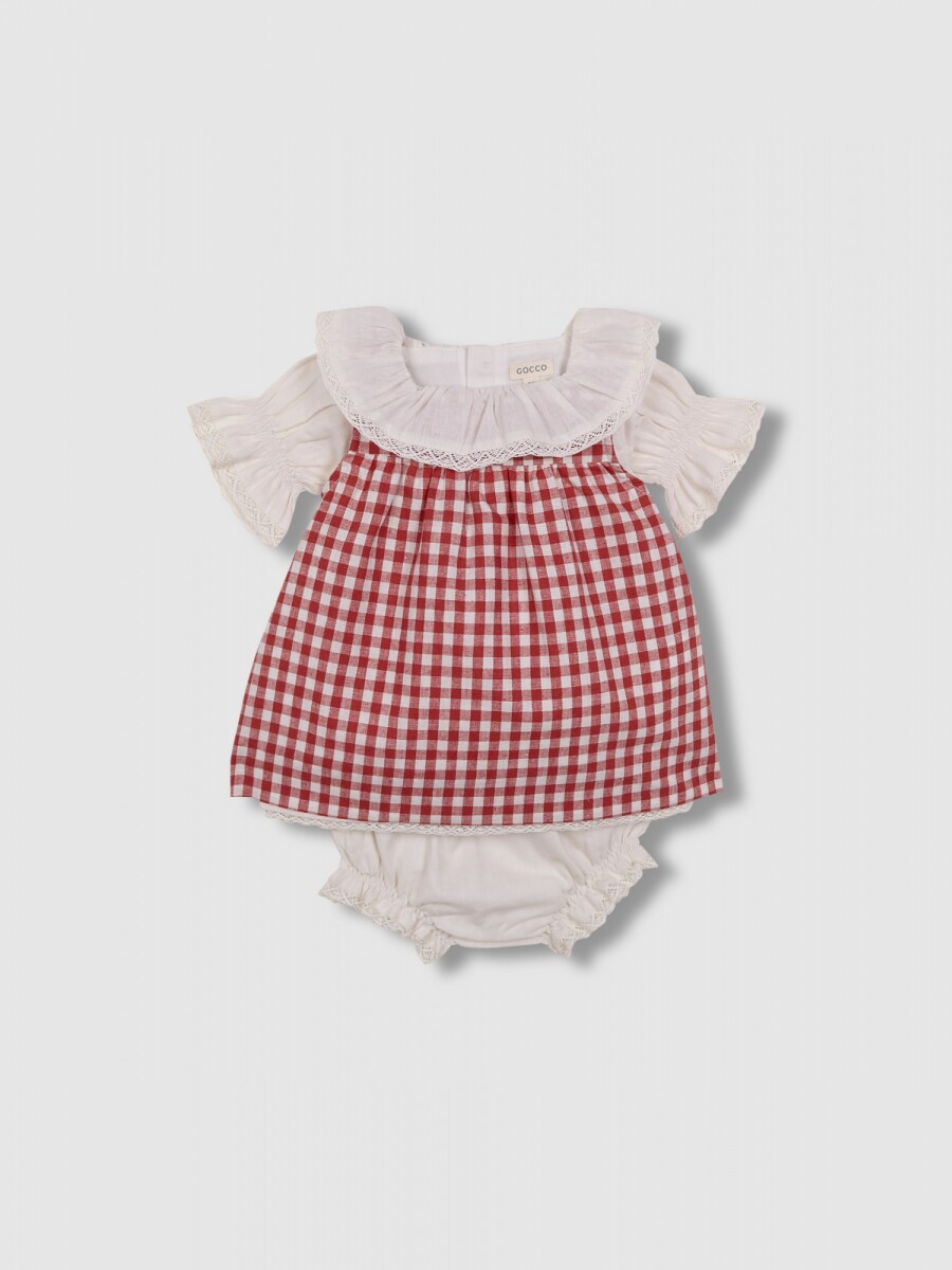 Vestido De Lino En Crudo Con Delantal Removible Piedra