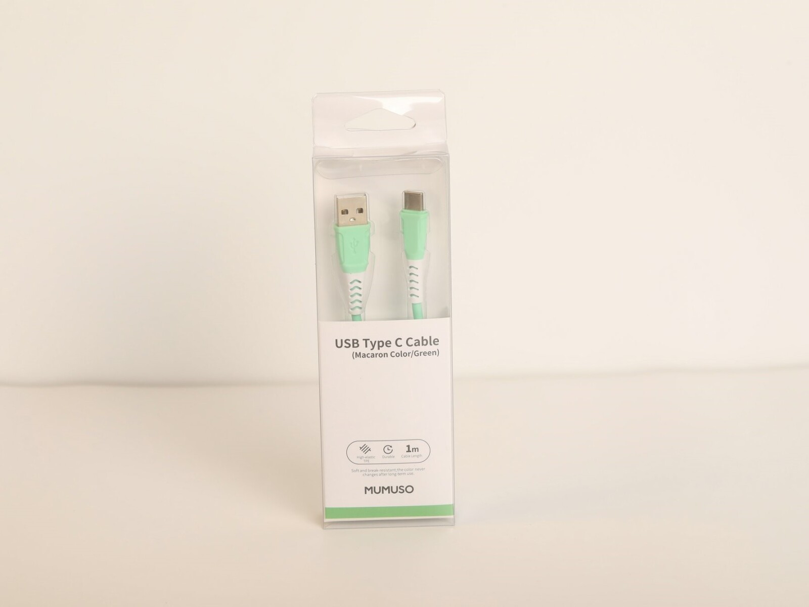 CABLE USB TIPO C (COLOR MACARON/VERDE) 