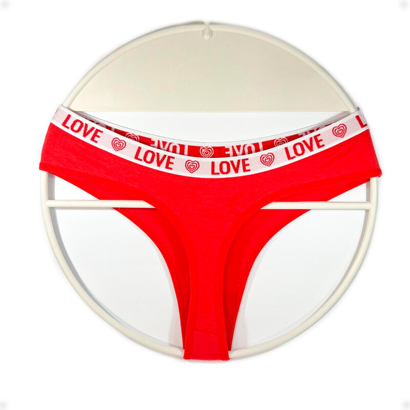 Tanga Colaless Love De Algodón Rojo