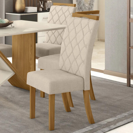 Sillas Tapizadas Comedor Para Mesa Pack De 2 Madera Estructura de la silla Marrón Asiento Beige Diseño de la tela Liso Sillas Tapizadas Comedor Para Mesa Pack De 2 Madera Estructura de la silla Marrón Asiento Beige Diseño de la tela Liso