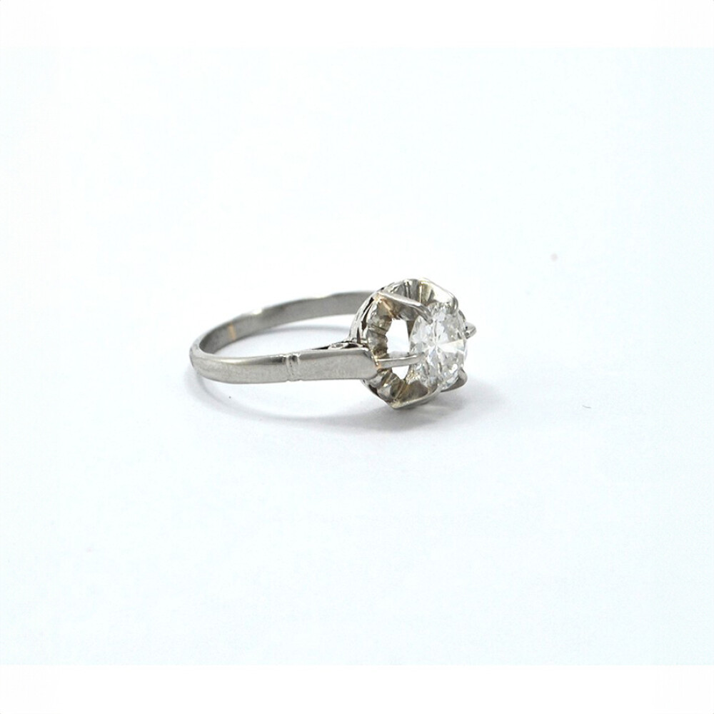 Anillo Solitario Platino Y Oro 18K Blanco Con Bte 1.07 Ct Anillo Solitario Platino Y Oro 18K Blanco Con Bte 1.07 Ct
