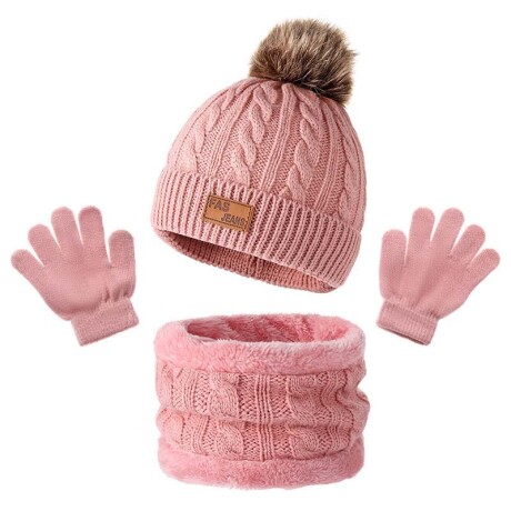 Set de Invierno infantil 3 piezas Color rosa