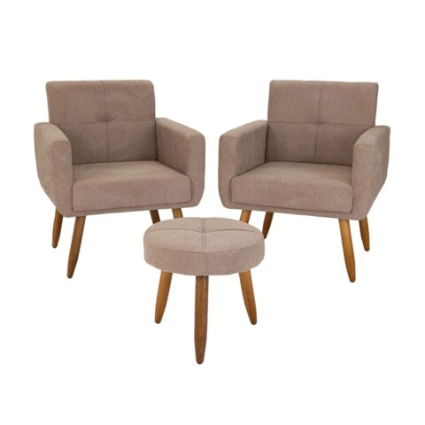 Kit 2 Poltrona Havana + Puff Marrón Kit 2 Poltrona Havana + Puff Marrón