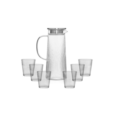 Set de 6 vasos y botella de vidrio 700ml Transparente