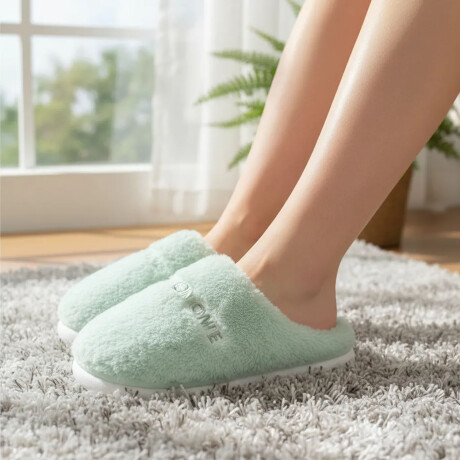 Pantufla De Felpa Peluche sintético Antideslizante Unisex Verde Claro