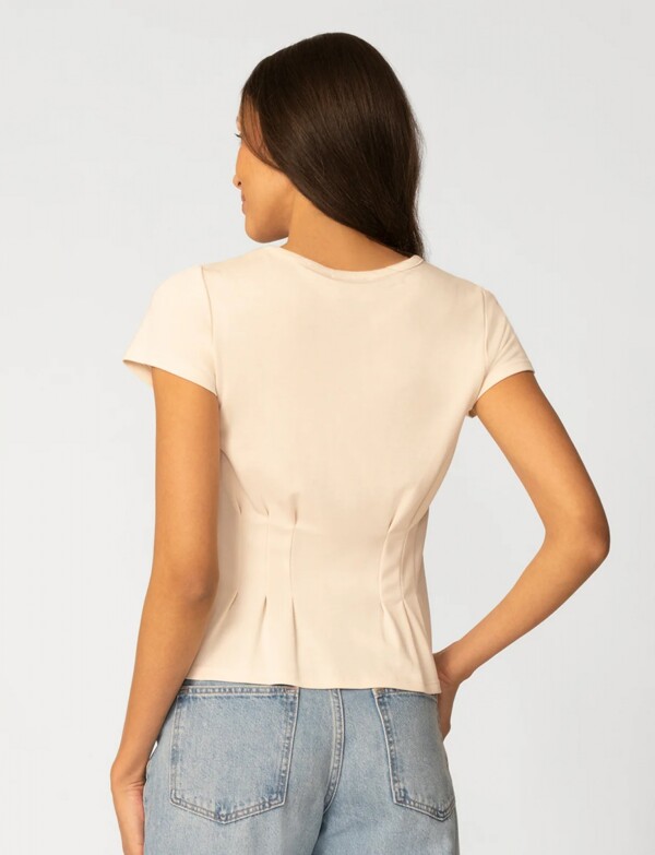 Remera Alforzas BEIGE CLARO