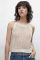 Top tejido crochet beige