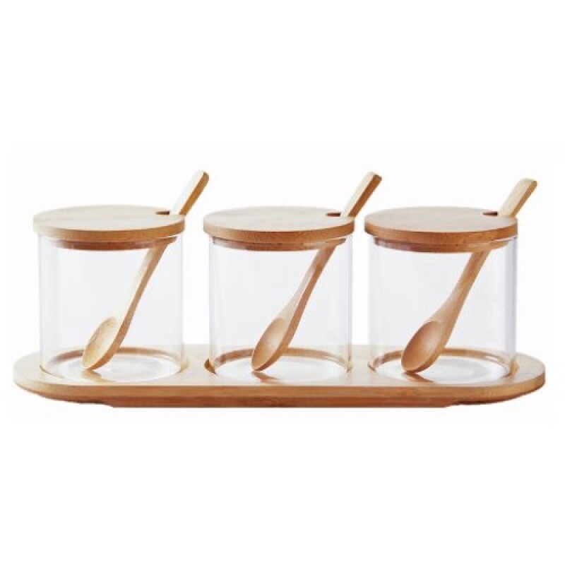 Ho.Especiero vidrio y madera 300ml Especiero Vidrio Y Madera 300ml