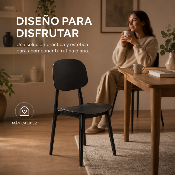 Silla Comedor ComboHome Visby Apilable X6 Negro 1