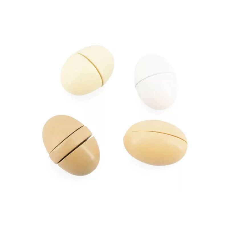 Huevera de juguete con maple y 4 huevos de madera Huevera de juguete con maple y 4 huevos de madera