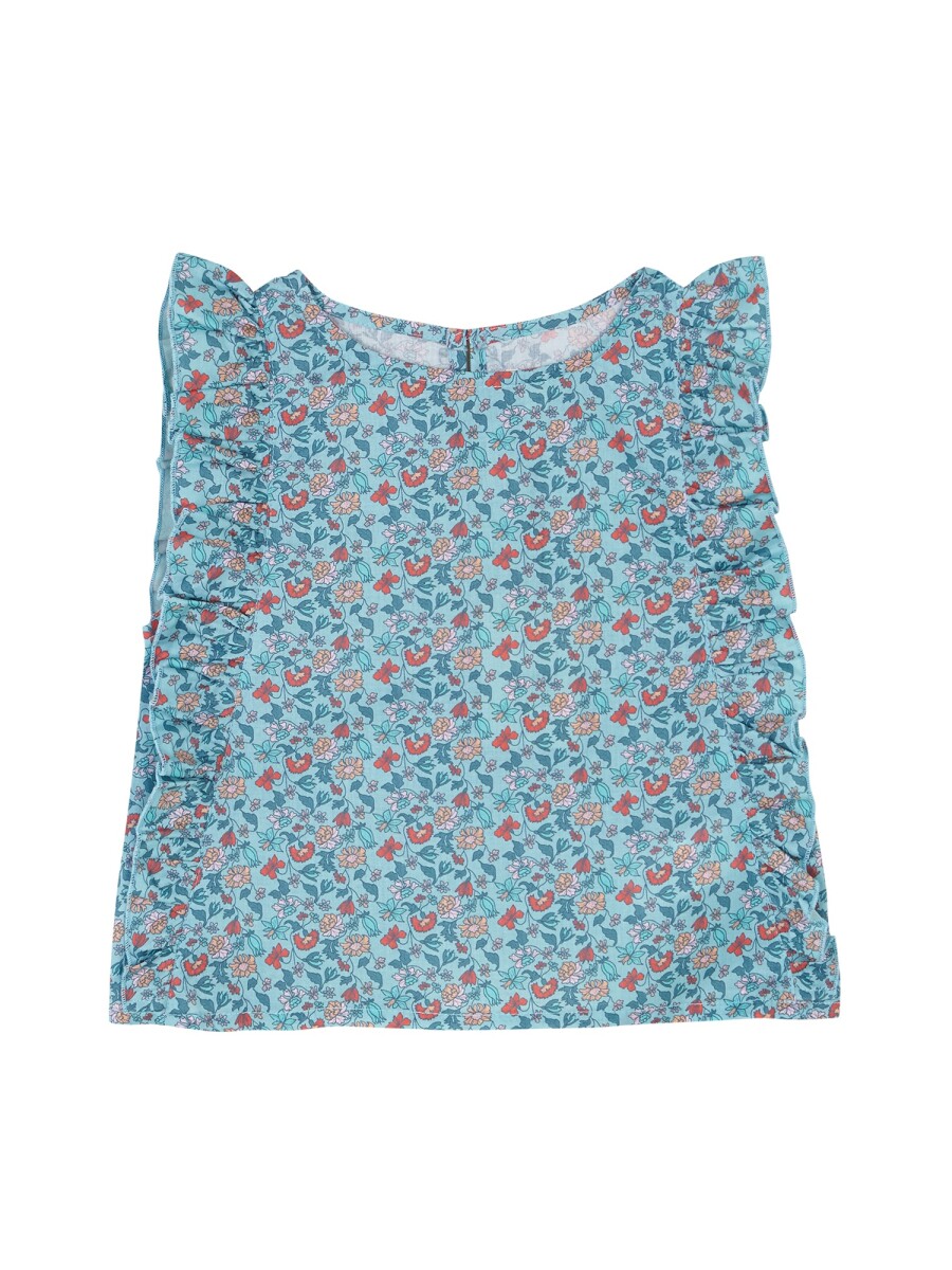 Blusa De Flores Azul Claro
