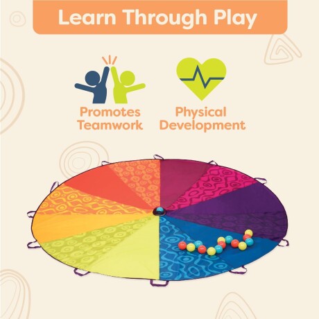 Paracaídas multicolor con pelotas Paracaídas multicolor con pelotas