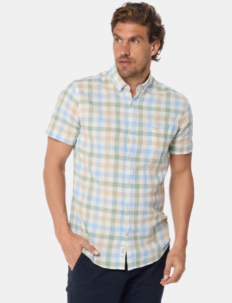 CAMISA DE LINO A CUADROS Verde