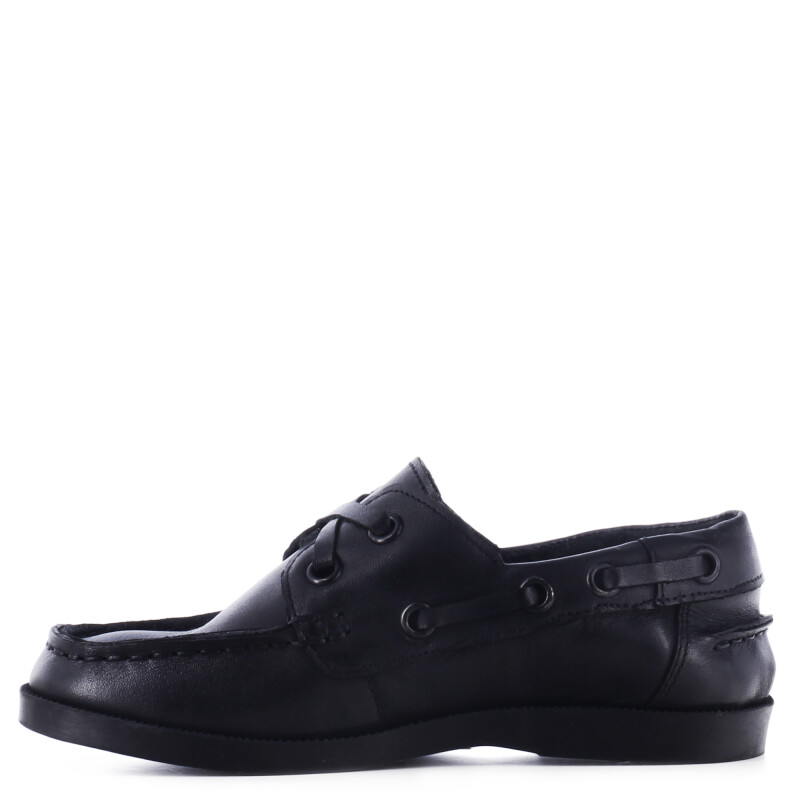 Zapato de Niño Boomerang nautico MAP de cuero para uniforme Negro